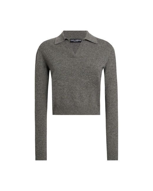 Dolce & Gabbana Gray V-Neck Knitwear
