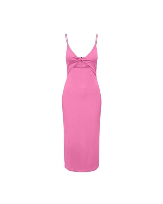 ONLY Kleedjes ,Roze ,Fuchsia Roze One-Shoulder Jurk in het Pink