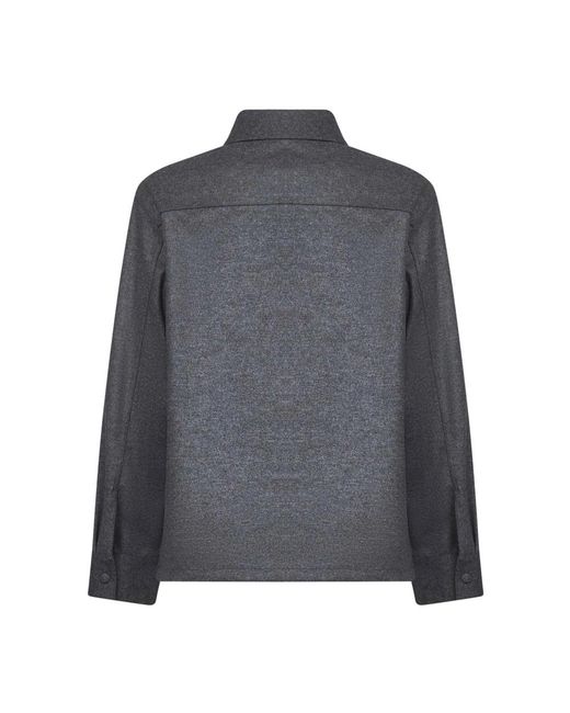 Jil Sander Overhemden ,Grijs ,Wol Grijze Wollen Overhemd Met Drukknoopsluiting in het Gray voor heren