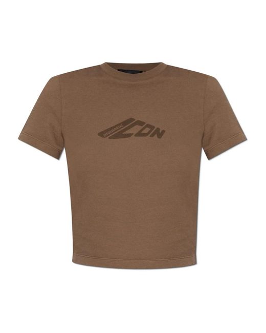 DSquared² Tops ,Bruin ,Katoen T-Shirt Met Logo in het Brown