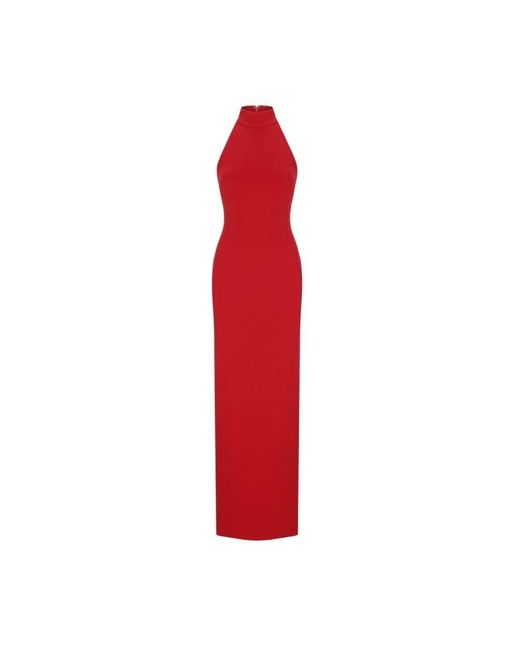 Solace London Red Rotes Midi-Kleid Mit Asymmetrischem Ausschnitt