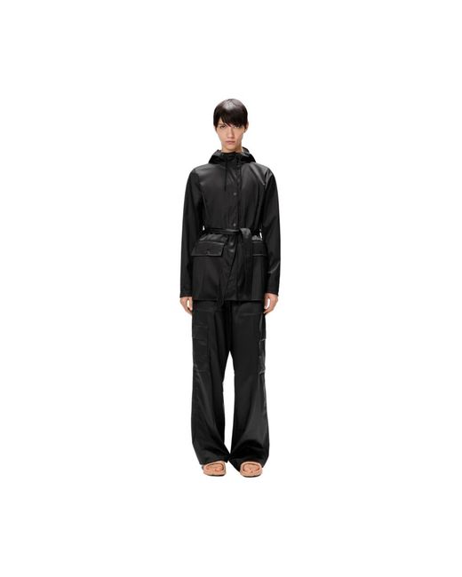 Rains Jassen ,Zwart ,Polyester Curve Jacket Zwart Graan in het Black