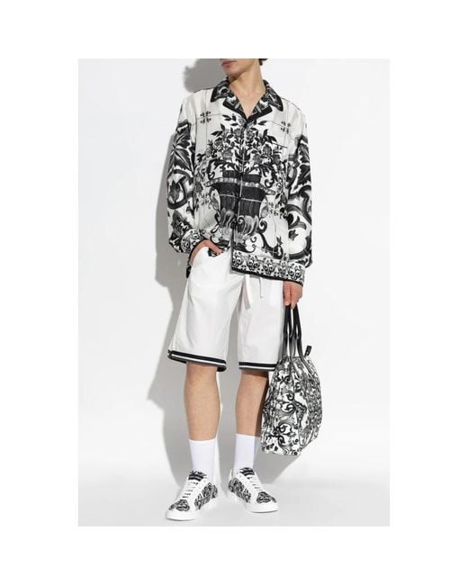 Dolce & Gabbana Overhemden ,Wit ,Zijden Shirt Met Bloemenmotief in het White voor heren