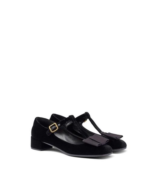 Prada Blue Schwarze Flache Schuhe Mit Schleifendetail