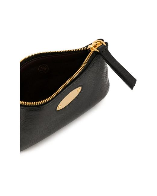 Mulberry Accessoires ,Zwart ,Zwarte Leren Logoplaquette Muntzak in het Black