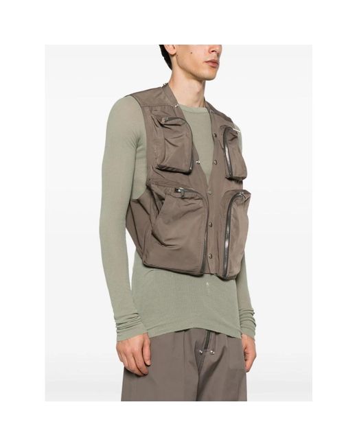 Rick Owens Cargo Weste Jacke in Brown für Herren