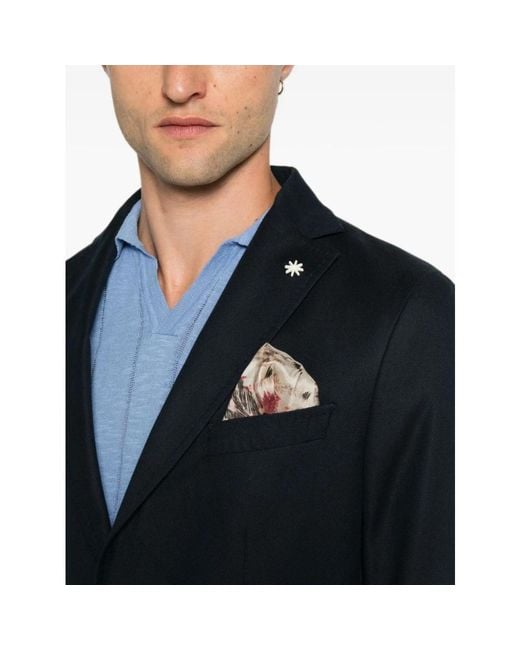 Manuel Ritz Giacca Cotone Tasche A Toppa in het Blue voor heren