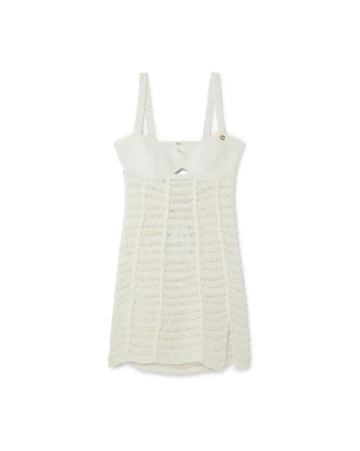 Casablanca White Häkel-Bustier-Minikleid Weiß