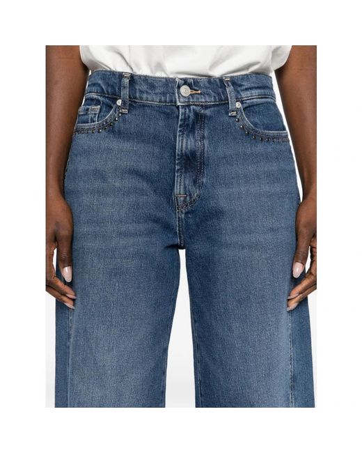 7 For All Mankind Blue Wide Jeans