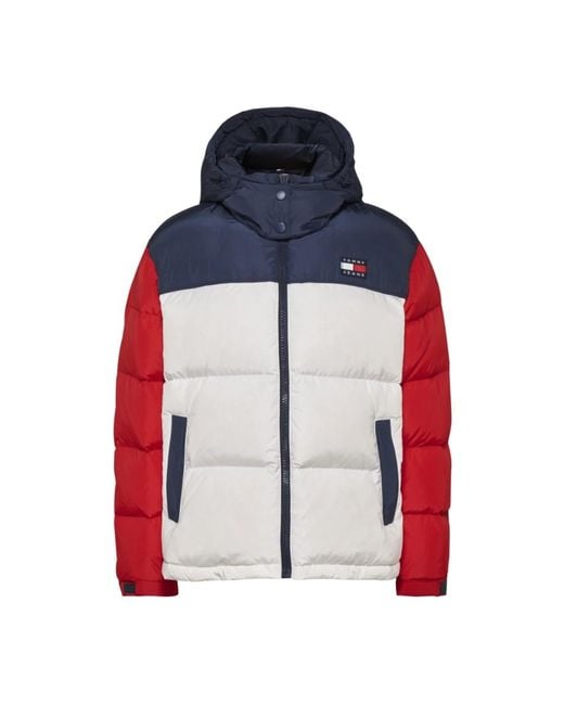 Tommy Hilfiger Jassen ,Veelkleurig ,Polyester Gerecyclede Parka Mode Logo Wit in het Red
