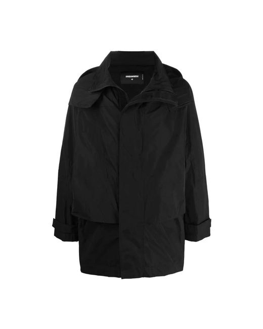 DSquared² Jassen ,Zwart ,Nylon Windbreaker Jas Met Capuchon En Logo in het Black voor heren