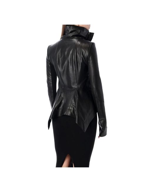 Rick Owens Black Leather Jackets