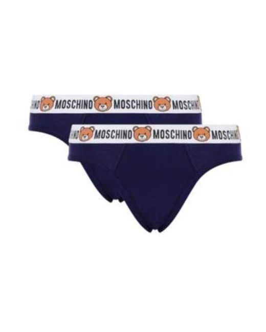 Moschino Baumwoll-Stretch-Slip 2Er-Pack in Blue für Herren