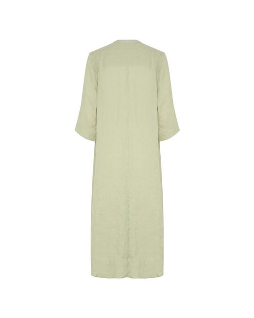 Cream Kleedjes ,Groen ,Linnen Linnen Caftan Jurk in het Green