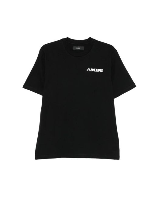 Amiri Tops ,Zwart ,Katoen Logo Crewneck T-Shirt in het Black voor heren