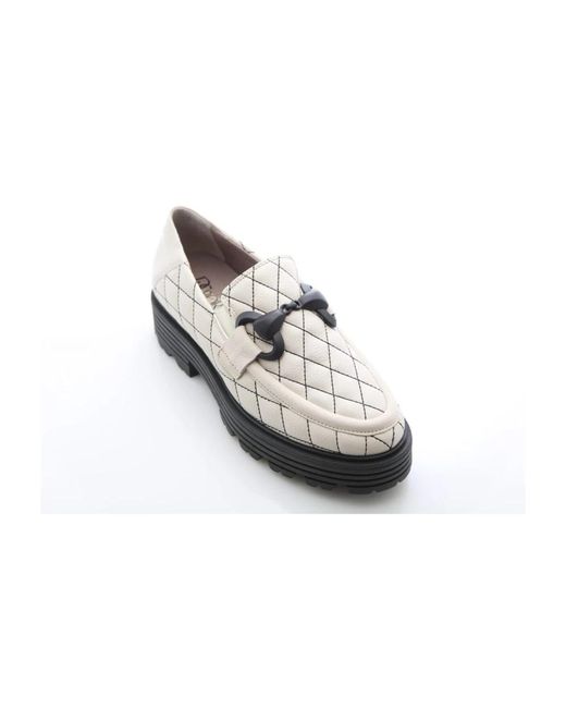 DL SPORT® Gray Weiße grainleder loafers 5494