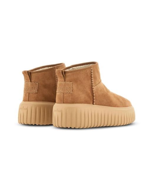 Hogan Brown H-Stripes Suede Ankle Boot for men