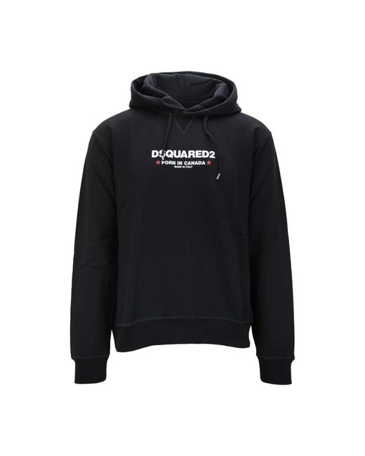 DSquared² Hoodies & Sweatvesten ,Zwart ,Katoen Hoodie Met Contrastprint in het Black voor heren