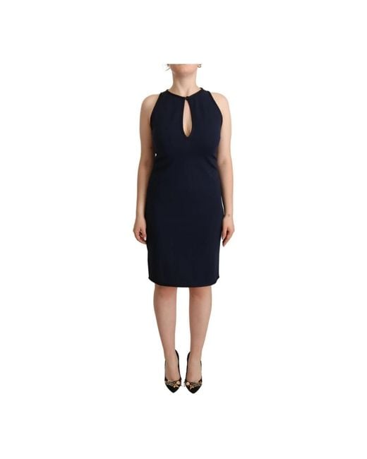 John Galliano Mouwloze Sheath Jurk in het Blue