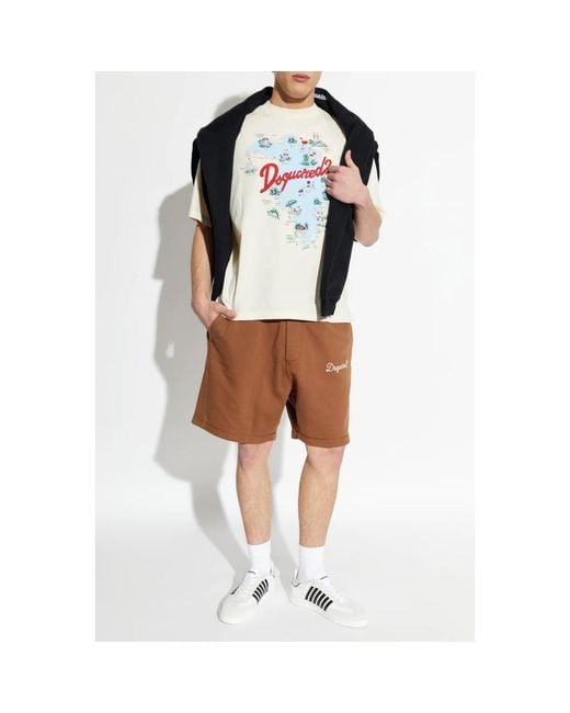 DSquared² Tops ,Katoen T-Shirt Met Een Kleurrijke Print in het White voor heren