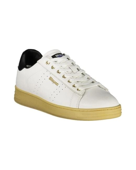 Blauer Luxus Leder-Sneakers in Metallic für Herren