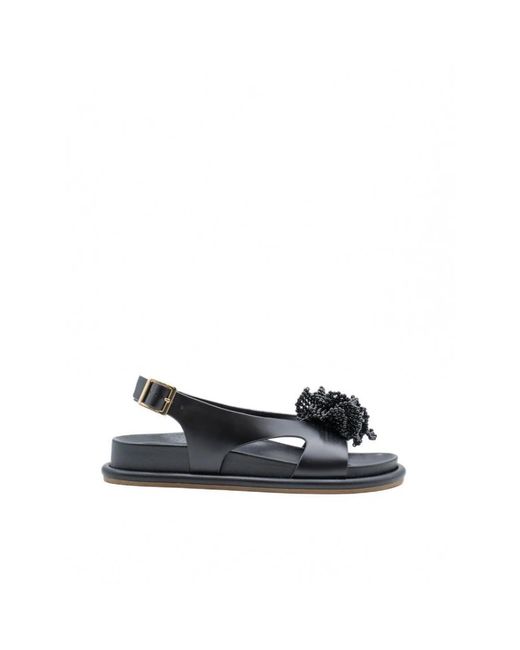 Paloma Barceló Black Flat Sandals