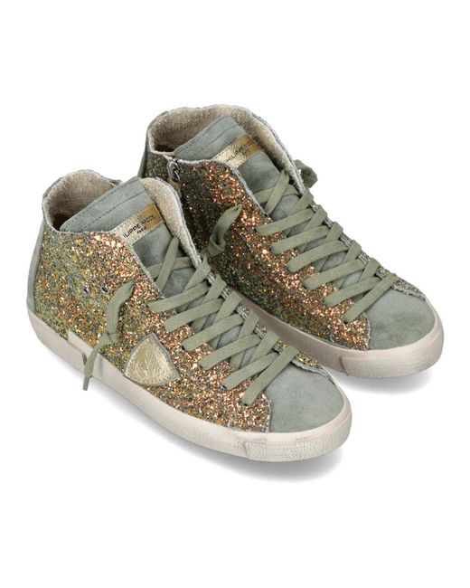 Philippe Model Schoenen ,Groen ,Leer Prsx Tennis in het Gray