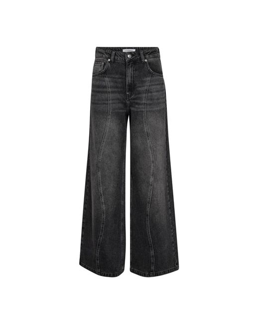 Wide Jeans co'couture de color Black