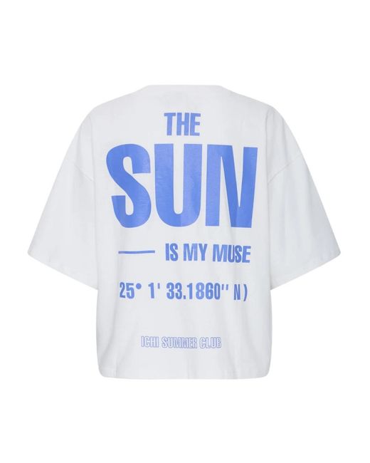Ichi Tops ,Wit ,Polyester T-Shirts in het White