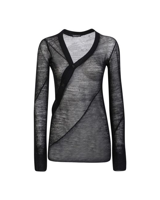Ann Demeulemeester Black Asymmetrischer v-ausschnitt wollpullover