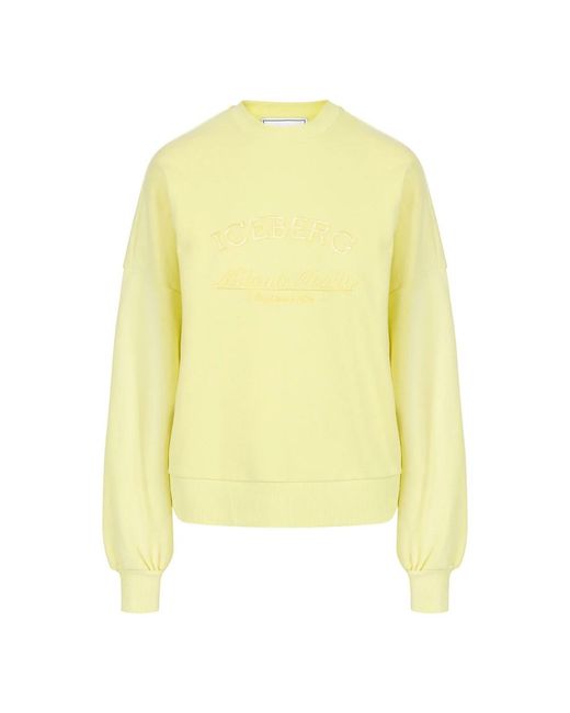 Iceberg Hoodies & Sweatvesten ,Geel ,Regular Fit Sweatshirt in het Yellow