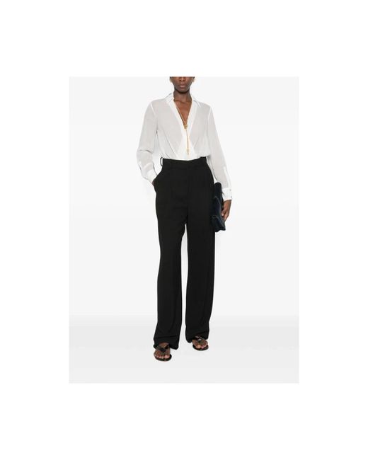 Elisabetta Franchi White Chain-Detail Wrap-Front Bodie