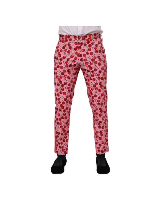 Dolce & Gabbana Red Slim-Fit Trousers for men
