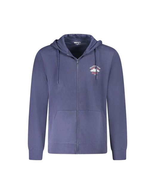 Wrangler Hoodies & Sweatvesten ,Blauw ,Katoen Blauwe Grafische Zip Hoodie Sweater in het Blue voor heren
