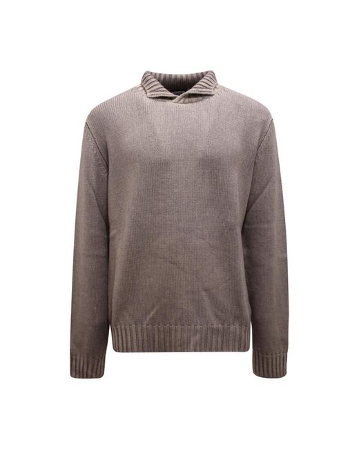 Dondup Brown Round-Neck Knitwear for men