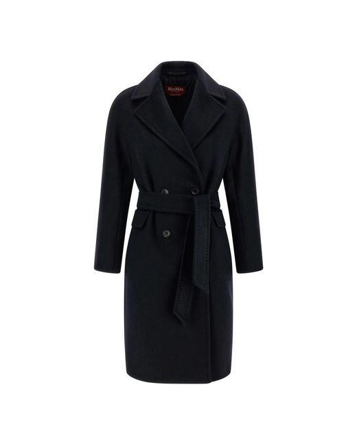 Max Mara Panteon Midi Jas in het Black