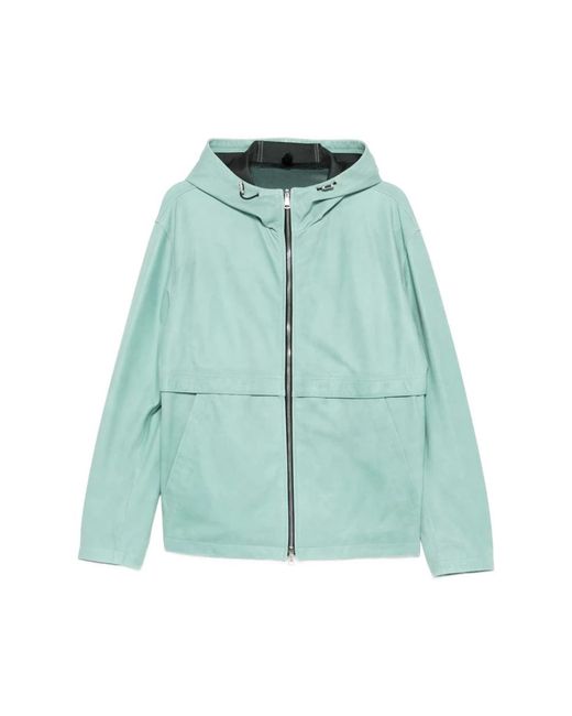 Tagliatore Jassen ,Groen ,Leer Hooded Zip Jacket in het Green voor heren