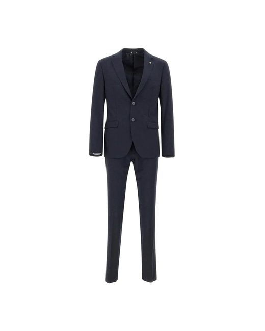 Manuel Ritz Blue Single Breasted Suits for men