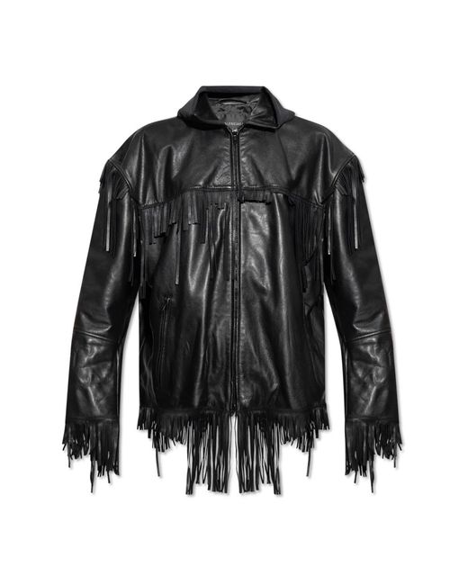 Balenciaga Leather Jackets in het Black voor heren