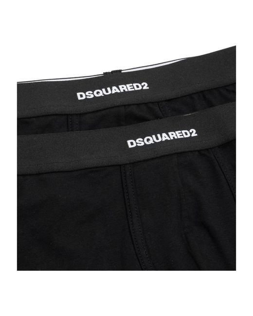 DSquared² Ondergoed ,Zwart ,Katoen Plain Boxer Briefs 2-Pack in het Black voor heren