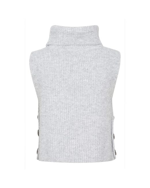 Cream Truien & Vesten ,Wit ,Polyester Korte Gebreide Slipover Lichtgrijs Melange in het White