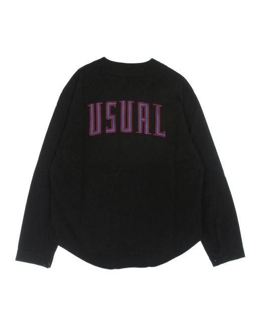USUAL Hoodies & Sweatvesten ,Zwart ,Katoen Zwart T-Shirt Met V-Hals En Lange Mouwen in het Black voor heren
