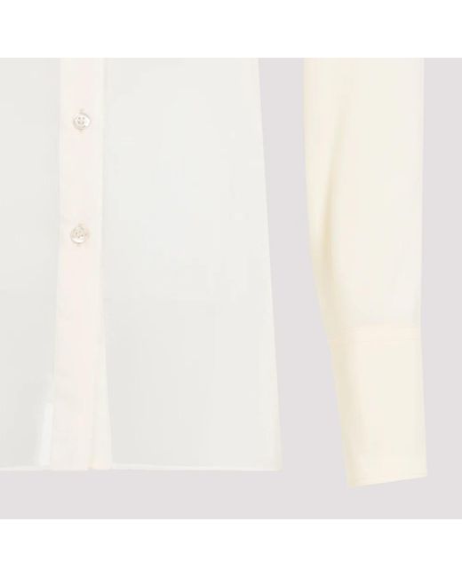 Sportmax White Viskose boa shirt in vanille