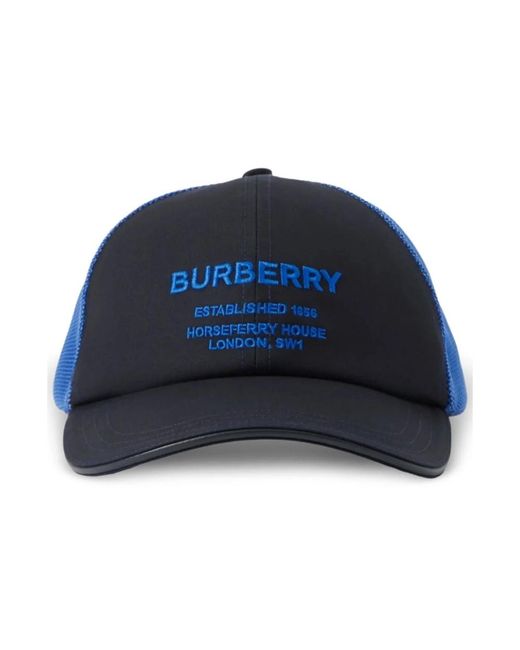 Burberry Accessoires ,Blauw ,Katoen Logo Baseballpet Met Mesh Design in het Blue voor heren