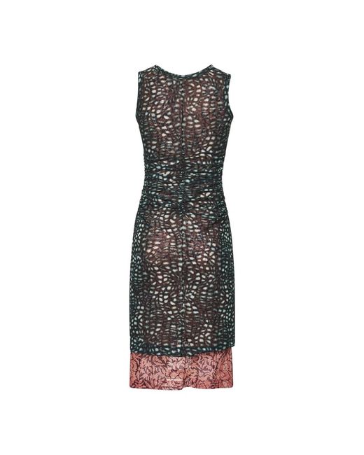 Dries Van Noten Kleedjes ,Veelkleurig ,Groene Asymmetrische Midi Jurk in het Black