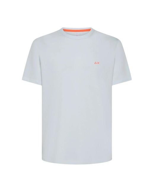 Sun 68 Tops ,Wit ,Katoen Crewneck Piqué T-Shirt in het Blue voor heren