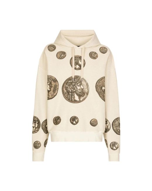 Dolce & Gabbana Hoodie mit Münzen-Print in Natural für Herren