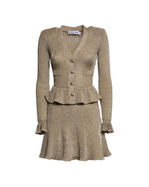 Self-Portrait Natural Knitted Dresses