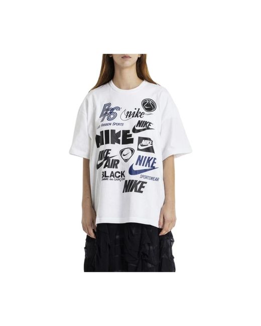 Camiseta negra x nike con estampados Comme des Garçons de color White