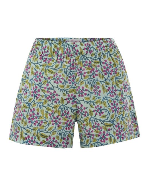 Meave cotton shorts with floral pattern di Mc2 Saint Barth in Blue
